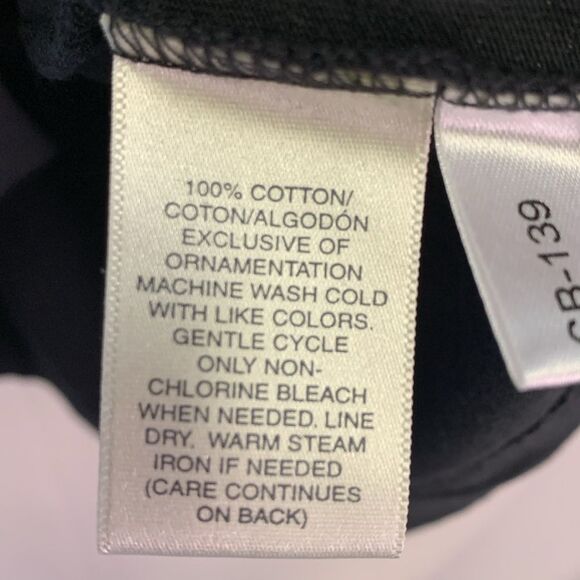 Susan Bristol Black Cotton White Floral Design Scoop Neck SS T-Shirt Size XL - Picture 6 of 9